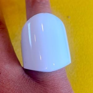 Beautiful white dome ring size 6 silver back